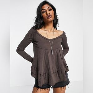 NWT FREE PEOPLE Sundae Tee in Raven Feather Size XS